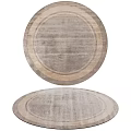 Round Area Rug With Concentric Circle Patterns In Neutral Beige Brown Textured Surface 3d model