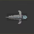 Game Style Block Built Aquatic Animal Shark Featuring Blue White Purple And Teal Accents