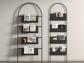 Black Metal Arched Magazine Rack 3d model