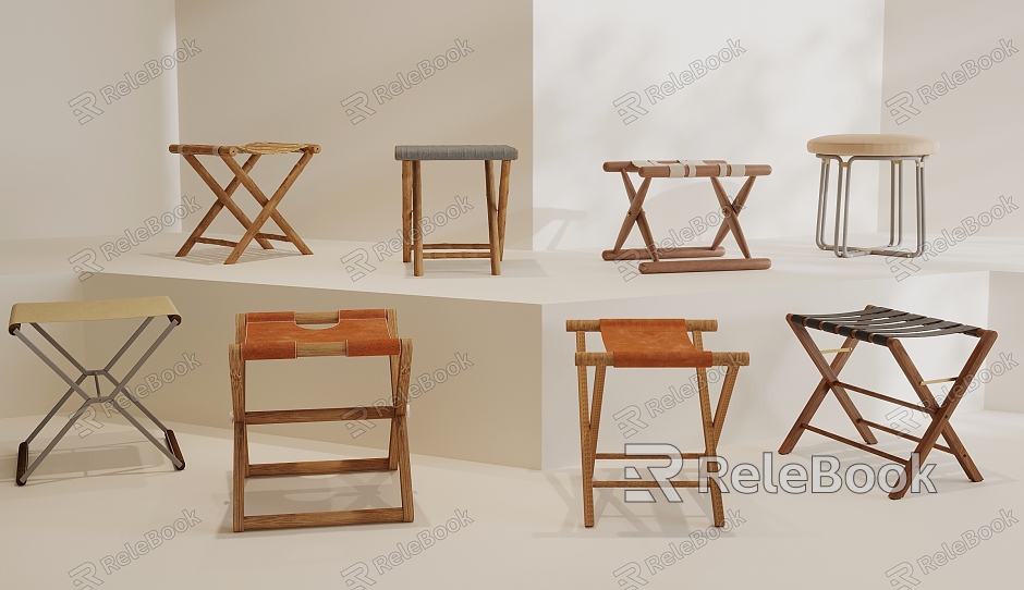 Modern Folding Mazar Round Stool Square Stool model