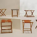 Modern Folding Mazar Round Stool Square Stool 3d model
