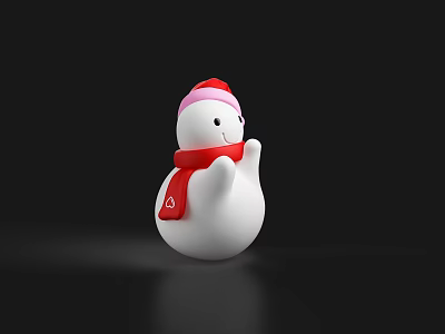 Cute Snowman Plush Toy With Red Hat Scarf And White Body 3d model