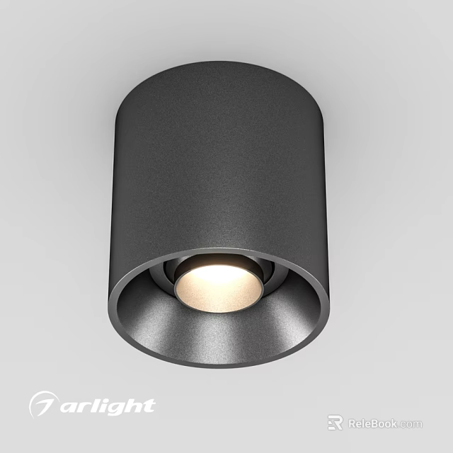 Modern Black Cylindrical Ceiling Light with Illuminated Center and Sleek Design 3d model 