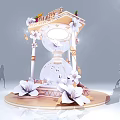 Decorative Hourglass Installation With Floral Decor And Butterfly On Top For Exhibition