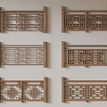 Traditional Chinese Wooden Balustrades Featuring Various Intricate Carved Patterns And Classic Designs