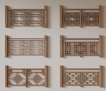 New Chinese Style Railing Solid Wood Railing Chinese Style Railing Solid Wood Railing 3d model