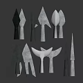 Handcrafted Metal Ancient Weapons Featuring Arrowheads Blades And Spear Tips 3d model