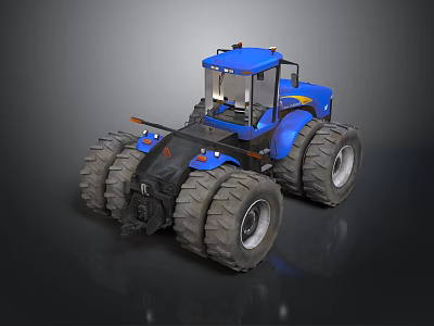 Powerful Blue Agricultural Tractor With Large Tires And Spacious Cab 3d model