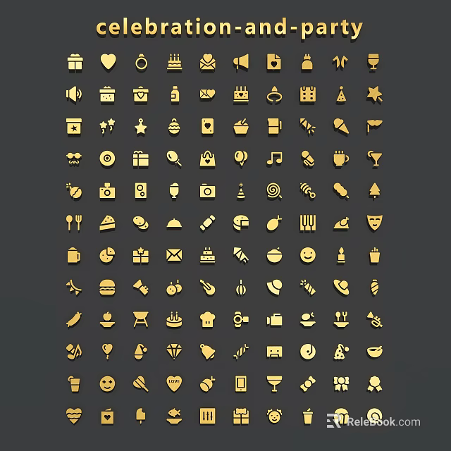 Golden Decorative Pendants With Various Small Icon Designs For Home Use 3d model 