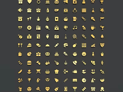 Golden Decorative Pendants With Various Small Icon Designs For Home Use 3d model