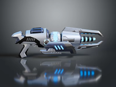 Futuristic Sci Fi Weapon Design With Metallic Structure And Blue Light Elements 3d model