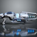 Futuristic Sci Fi Weapon Design With Metallic Structure And Blue Light Elements