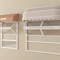 Brown and Beige Awnings with White Metal Frames and Multiple Shelves