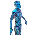 Sci Fi Character Alien Creature With Blue Illuminated Patterns And Intricate Body Design 3d model