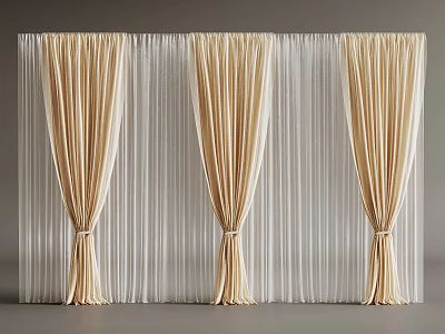 Plain curtain gauze curtain 3d model