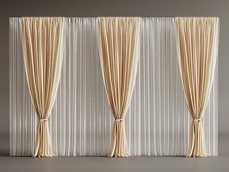 Plain curtain gauze curtain 3d model