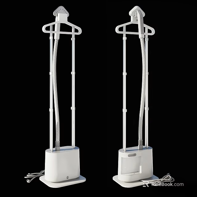 Two White Standing Garment Steamers With Metal Stand Base For Daily Use 3d model 