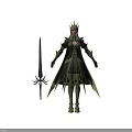 Fantasy Warrior Queen In Spiked Crown With Ornate Sword And Armor