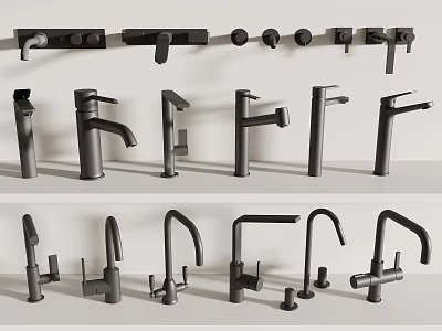 Various Modern Water Faucet Designs Showcasing Different Styles And Shapes 3d model