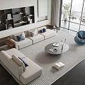 Modern sofa coffee table combination 3d model