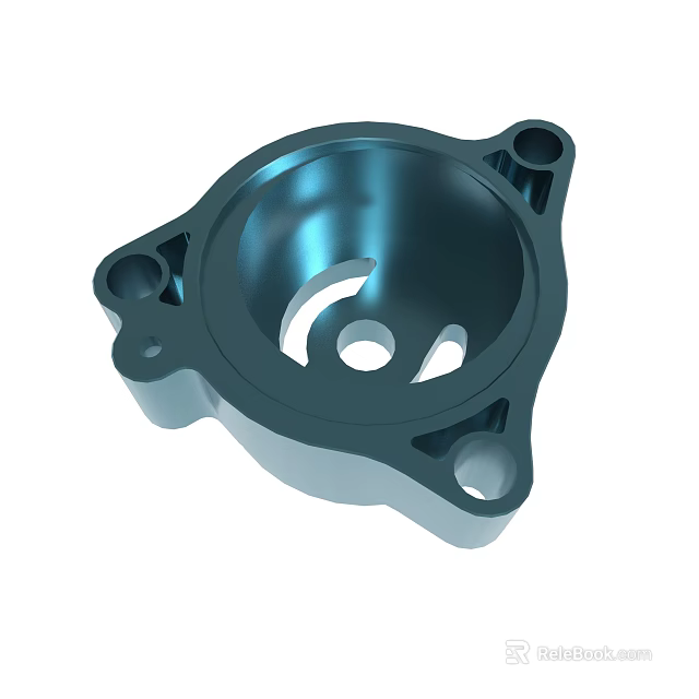 Blue Metallic Mechanical Component With Precision Machined Holes And Mounting Structure 3d model