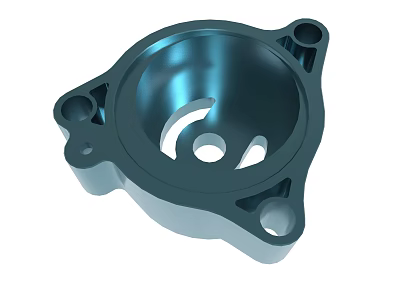 Blue Metallic Mechanical Component With Precision Machined Holes And Mounting Structure 3d model