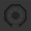 Octagon Fighting Cage Arena With Surrounding Audience And Seating Structure