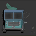 Blue Food Truck With Green Ice Cream Decoration Striped Awning And Small Chalkboard Sign