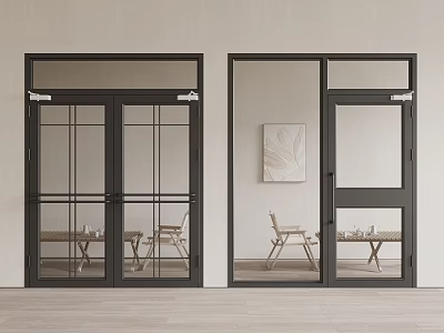 010 modern shops KFC door glass door glass double open glass single open 3d model