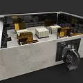 Secure Bank Vault Interior With Stacked Gold Bars And Heavy Duty Door