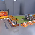 Outdoor Photo Spot With Colorful Market Stalls Tables And Urban Buildings