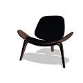 Stylish Modern Leisure Chair With Wooden Frame Black Cushion Curved Design And Comfortable Seat