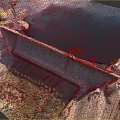 Scenic Aerial View Of Dam Landscape With Blue Water And Rocky Mountain Terrain