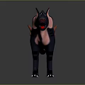 3D Wolf Like Creature Character Design With Gray Pink Body Spiked Back And Open Mouth