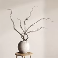 White Ceramic Vase With Dried Branches On Wooden Table Light Background Decor