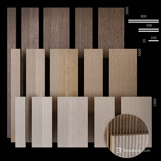 Wooden Plank Samples with Different Colors Textures and Shades for Decoration 3d model 
