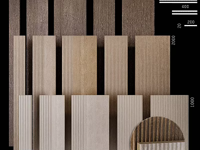 Wooden Plank Samples with Different Colors Textures and Shades for Decoration 3d model