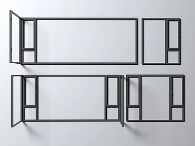Modern Floor To Ceiling Windows Design With Black Frames And Sleek Structure 3d model