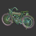 Vintage Classic Motorcycle With Black Seat Large Wheels And Metal Frame Design