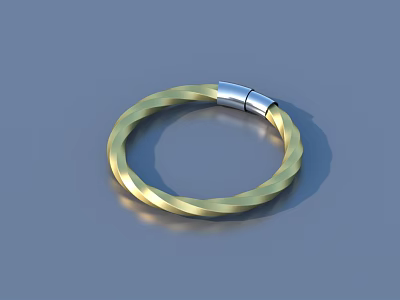 Elegant Gold Twisted Bracelet with Silver Clasp Unique Luxury Jewelry Accessory 3d model