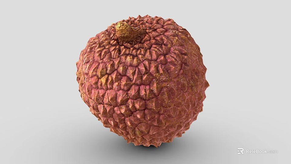 Reddish Brown Lychee Fruit With Rough Bumpy Surface And Small Stem 3d model 