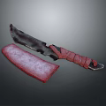 Rustic Weapon Knife With Red Wrapped Handle Rough Blade And Red Sheath 3d model