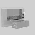 Modern Kitchen Design With Marble Backsplash Island Countertop And Sleek Cabinets 3d model