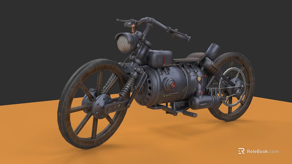 Vintage Motorcycle Featuring Retro Mechanical Design Classic Wheels And Headlight 3d model 