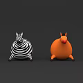 Inflatable Orange Horse and Black White Striped Zebra Decorative Figures
