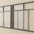 Modern Sliding Windows With Black Frames Installed On Light Colored Wall 3d model