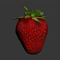 Juicy Fresh Red Strawberry With Vibrant Green Leaves Placed On Dark Reflective Background