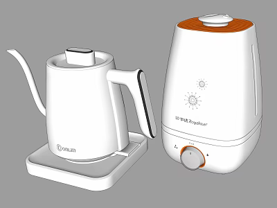 Home Daily Use Electrical Appliances with White Electric Kettle and Ultrasonic Humidifier 3d model
