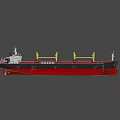 Cargo Ship With Red And Black Hull And Yellow Cranes For Maritime Transport