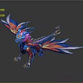 Mythical Dragon Detailed 3D Model With Vibrant Red Blue White Wings And Golden Claws Tail
